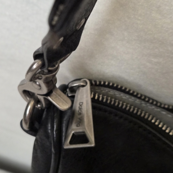 Dolce Vita Black Braided Leather Crossbody Bag With Guitar Strap‎ - Picture 6 of 11
